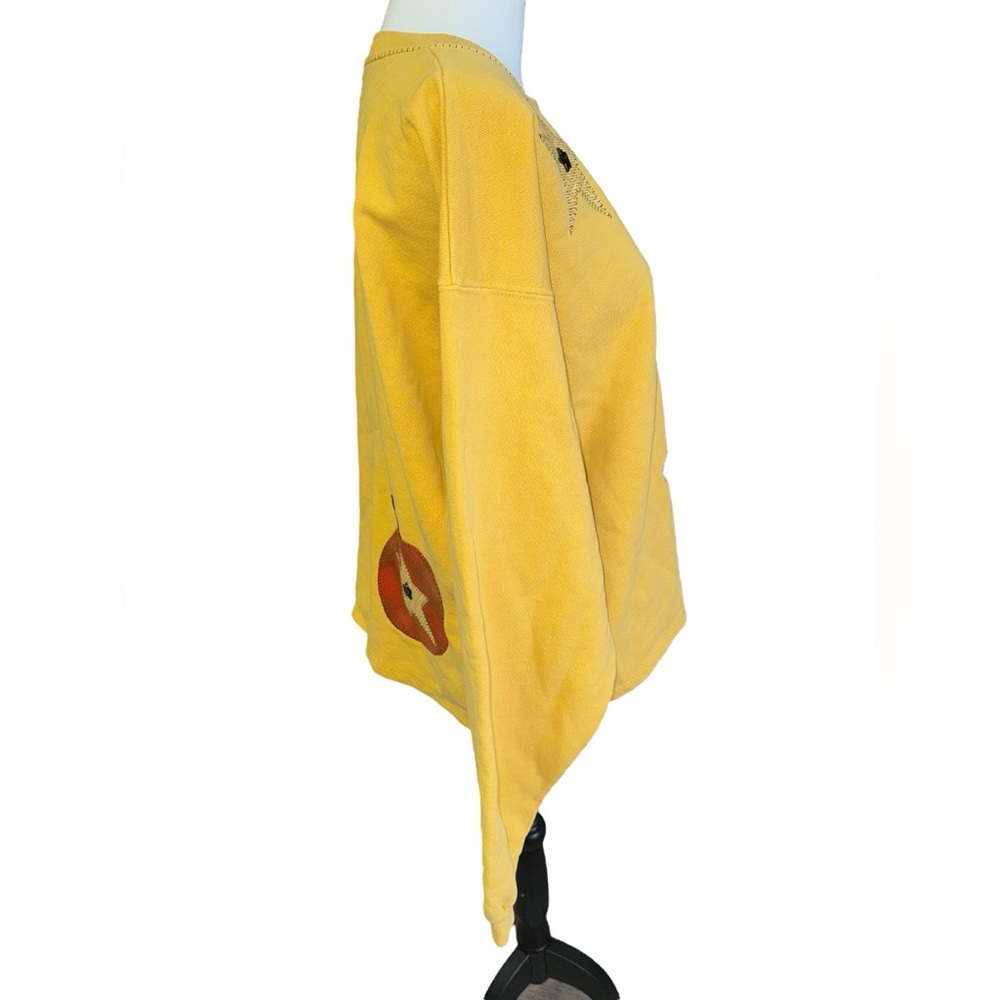 Vintage Yellow Patchwork Sweatshirt With Black Ca… - image 5